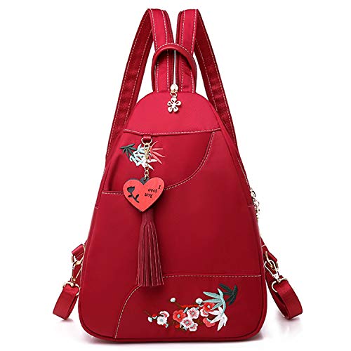 Jywmsc Mujer Elegante Pa?o Oxford Bolsa de Pecho Se?oras Elegante Bordado de Flores Mochila