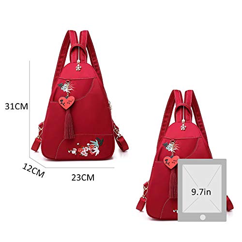 Jywmsc Mujer Elegante Pa?o Oxford Bolsa de Pecho Se?oras Elegante Bordado de Flores Mochila