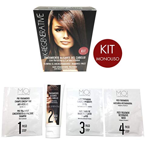 K-REGENERATIVE Tratamiento intensivo antiencrespamiento KIT Monouso con Keratina y Carbocisteína MOI HairCare