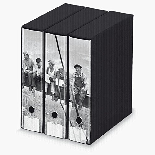 KAOS Archival 2ring Binders with slipcase, Spine 8 cm, 3 pcs Set - LUNCH ATOP A SKYSCRAPER (1) - Dimensions: 26.8x35x29 cm