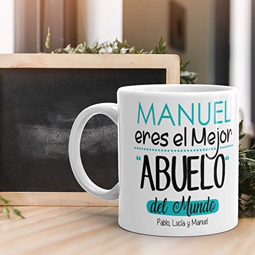 Kembilove Taza de Café Abuelo – Taza de Desayuno Eres el Mejor Abuelo del Mundo – Taza de Café y Té para Abuelos – Taza de Cerámica Impresa – Tazas de de 350 ml – Regalo Original Abuelo