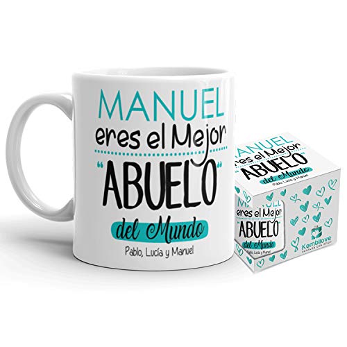 Kembilove Taza de Café Abuelo – Taza de Desayuno Eres el Mejor Abuelo del Mundo – Taza de Café y Té para Abuelos – Taza de Cerámica Impresa – Tazas de de 350 ml – Regalo Original Abuelo