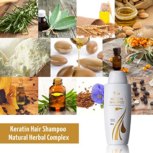 Keratin Protein Hair Care Shampoo - Exclusive Keratin & Moroccan Argan Oils Complex Sulfate & Paraben Free - Deeply Cleanses, Nourishes and Revives Dry and Damaged Hair by H.Y. Vitamins