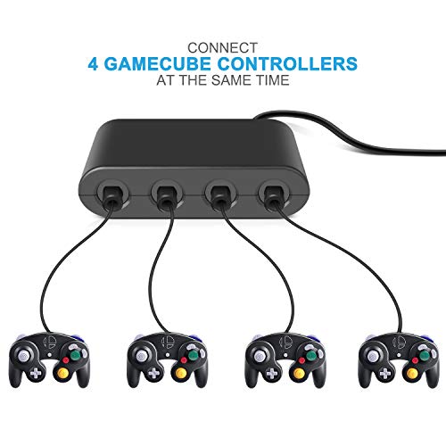 Keten Gamecube Controller Adapter para Switch, Wii U and USB PC, Control de Gamecube Adaptador para Super Smash Bros,Plug & Play (Negro)