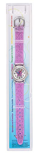 KIDDUS Reloj de Pulsera analógico para niña, Chica. con Ejercicios educativos para Aprender la Hora. Mecanismo de Cuarzo japonés Purpurina, Elegante y a la Moda. FAB4 Estrella