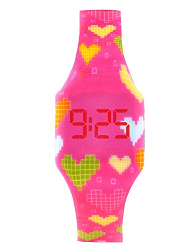 KIDDUS Reloj LED Digital para niña o niño. Pulsera de Silicona Suave para niños y Adultos. Batería Japonesa reemplazable. Fácil de Leer y Aprender Las Horas. KI10204 Corazones