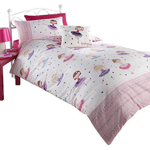 Kids Club - Juego de Cama Infantil, Incluye Funda de edredón y Fundas de Almohada, diseño de Bailarina, Color Rosa