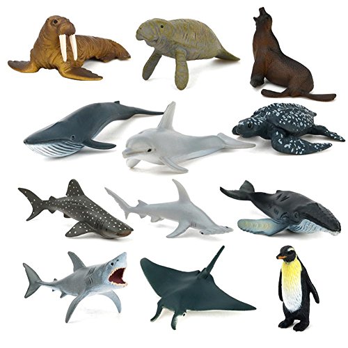 Kitabetty Animal simulado, 12PCS Modelo de Animales Marinos simulados, Juguete de plástico ecológico para Entretenimiento, Regalos, Muebles y educación, 25.782.751.37in.