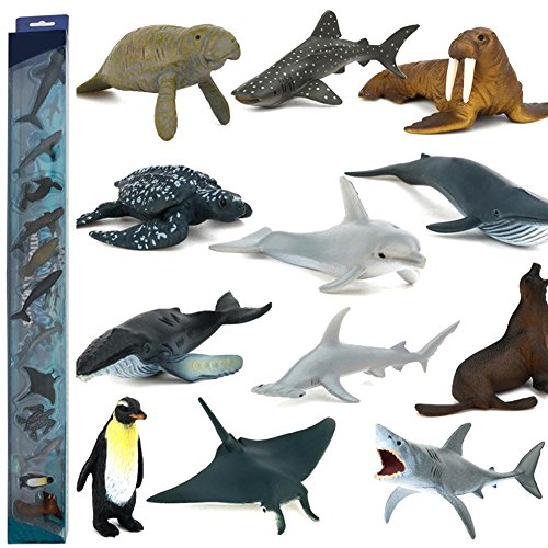 Kitabetty Animal simulado, 12PCS Modelo de Animales Marinos simulados, Juguete de plástico ecológico para Entretenimiento, Regalos, Muebles y educación, 25.782.751.37in.