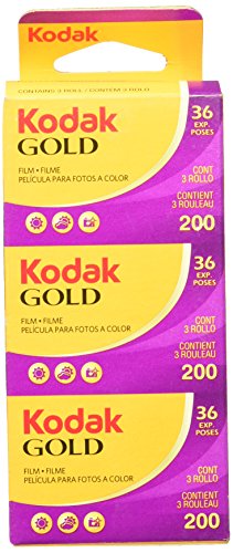 Kodak Gold 36 exposiciones, pack de 3 - Película negativa en color de velocidad media, color amarillo.