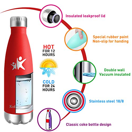 KollyKolla Botella de Agua Acero Inoxidable, Termo Sin BPA Ecológica, Botellas Termica Reutilizable Frascos Térmicos para Niños & Adultos, Deporte, Oficina, Yoga, Ciclismo, (750ml Rojo)