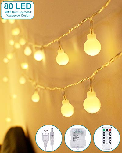 Kolpop Guirnalda Luces Led, 8M 80 LED Guirnaldas 8 Modos Led Luces, Luces Led Decorativas Guirnalda Led Pilas Decoracion Pilas para Exterior, Interior, Jardines, Casas, Boda, Fiesta de Navidad