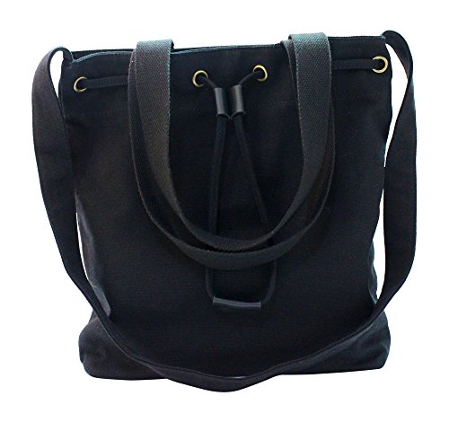 Kronya® | Elegante bolsa de tela | Embrague Bolso de mujer Bolso de mano mochila de compras bandolera (Negro)