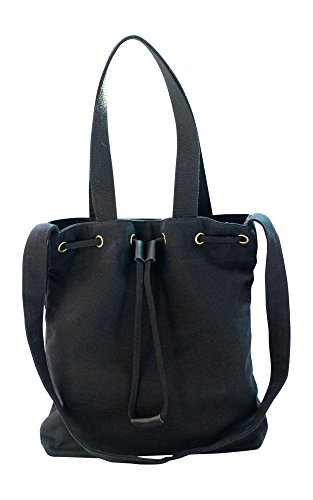 Kronya® | Elegante bolsa de tela | Embrague Bolso de mujer Bolso de mano mochila de compras bandolera (Negro)