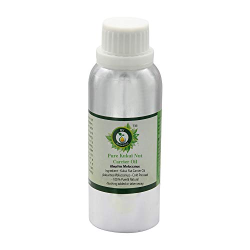 Kukui aceite nuez | Aleurites moluccanus | Para cuerpo | Para pelo | Para masaje | Sin refinar | 100% natural puro | Prensado en frío | Kukui Nut Oil | 630ml | 21oz By R V Essential