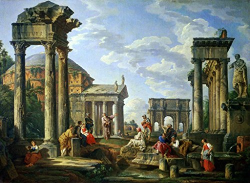 Kunst für Alle Impresión artística/Póster: Giovanni Paolo Pannini Roman Ruins with a Prophet 1751" - Impresión, Foto, póster artístico, 100x75 cm