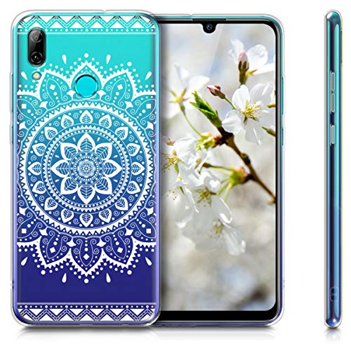 kwmobile Funda Compatible con Huawei P Smart (2019) - Carcasa de TPU y Flor Azteca en Blanco/Transparente