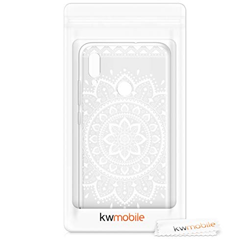 kwmobile Funda Compatible con Huawei P Smart (2019) - Carcasa de TPU y Flor Azteca en Blanco/Transparente