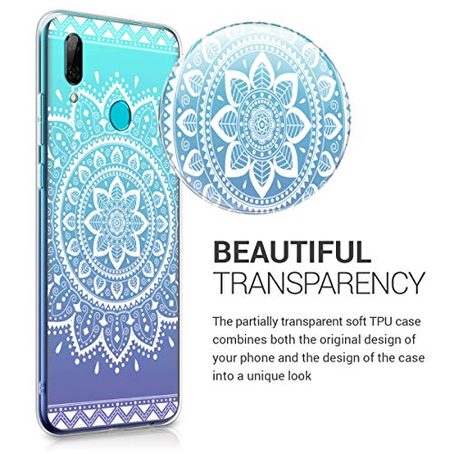 kwmobile Funda Compatible con Huawei P Smart (2019) - Carcasa de TPU y Flor Azteca en Blanco/Transparente