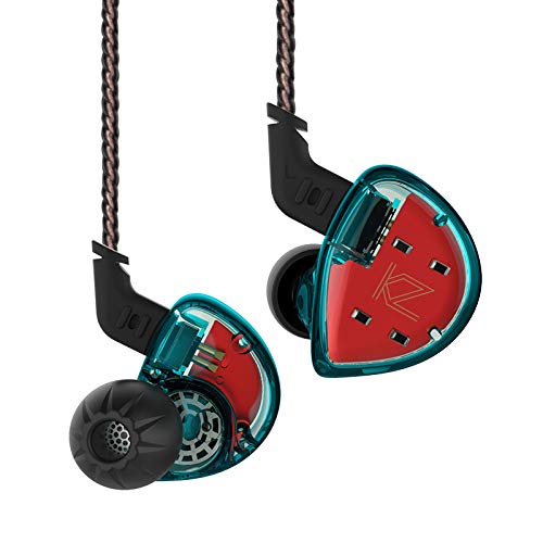 KZ ES4 Auriculares Dual Drivers Auriculares intrauditivos Auriculares Kiny Auriculares estéreo de Alta fidelidad Kiny Auriculares con Cable Desmontable (Azul sin micrófono)