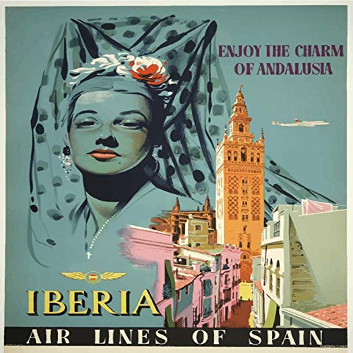 L Lumartos - Póster de Iberia España, decoración contemporánea para el hogar, Arte de Pared con Acuarela, Print Only, 12 x 12 Inches