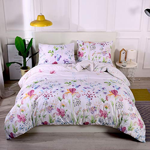 Langde Juego de Funda de Edredón Nordicas Étnico 220 x 240 cm para Cama 150/160 con 2 x Fundas de Almohada de 50 x 70 cm, Juego de Ropa de Cama Exótico Tema Flores