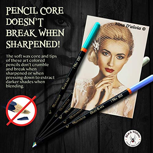 Lápices de colores Black Widow para adultos - 48 lápices de colores con pigmentos intensos y fáciles de mezclar - Los mejores lápices de colores para libros para colorear y dibujos para adultos