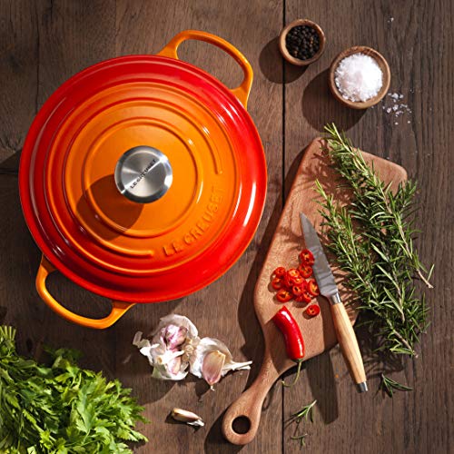 Le Creuset Evolution Cocotte con Tapa, Redonda, Todas Las Fuentes de Calor Incl. inducción, 8,4 l, Hierro Fundido, Naranja(Volcánico), 30 cm