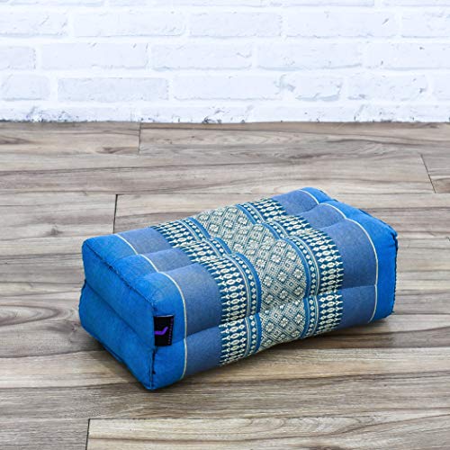 Leewadee Bloque De Yoga Almohada Pilates Ladrillo Yoga Cojín De Meditación Orgánico Naturalmente Ecológico, 35x18x12 cm, Capok, Azul Claro