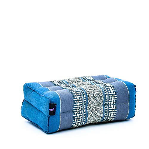 Leewadee Bloque De Yoga Almohada Pilates Ladrillo Yoga Cojín De Meditación Orgánico Naturalmente Ecológico, 35x18x12 cm, Capok, Azul Claro