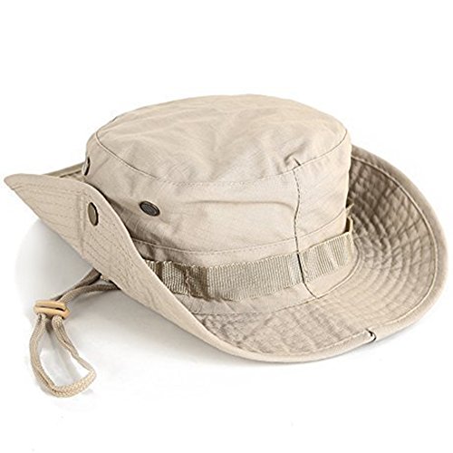 Leisial Sombrero de Pescador Camuflaje del Ejército de ala Ancha Borde Redondo Anti-UV Algodón Acampada Senderismo Deporte al Aire Libre Ocio Gorra Montaña para Adulto Unisexo