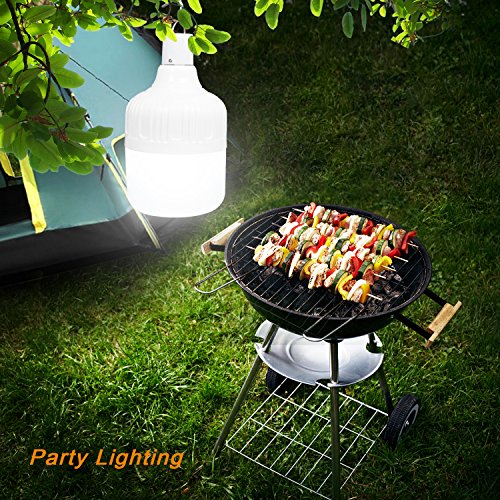 LETOUR Farol de Acampada, Bombilla de luz LED con Colgador, Recargable por USB 60W 5000 lúmenes 5 Niveles Regulables, luz portátil para Trabajar y para Exteriores Camping Patio jardín Barbacoa