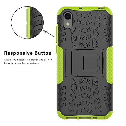 LFDZ Compatible Huawei Y5 2019 Funda, Soporte Cáscara de Doble Capa de Cubierta Protectora Heavy Duty Silicona híbrida Caso Funda para Huawei Y5 2019 / Honor 8S (Not fit Huawei Y5 2018),Verde