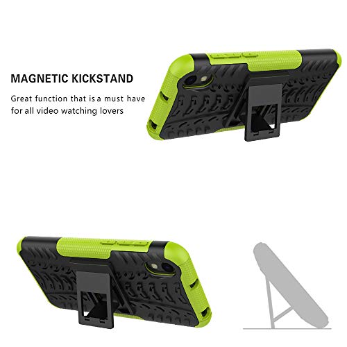 LFDZ Compatible Huawei Y5 2019 Funda, Soporte Cáscara de Doble Capa de Cubierta Protectora Heavy Duty Silicona híbrida Caso Funda para Huawei Y5 2019 / Honor 8S (Not fit Huawei Y5 2018),Verde