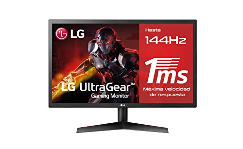 LG 24GL600F-B - Monitor Gaming QHD de 59,8 cm (24") con panel TN (1920 x 1080 píxeles, 16:9, 1 ms, 144Hz, FreeSync LFC, 300 cd/m², 1000:1, NTSC >72%, DP x1, HDMI x2, auriculares) color negro