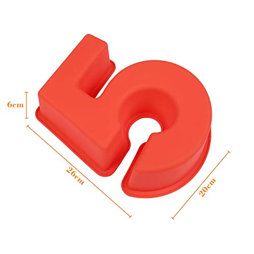 LIHAO Molde de Silicona Números Moldes de Formas Específicas para Tarta Pastel Repostería Cumpleaños Aniversario de Bodas - Número 5