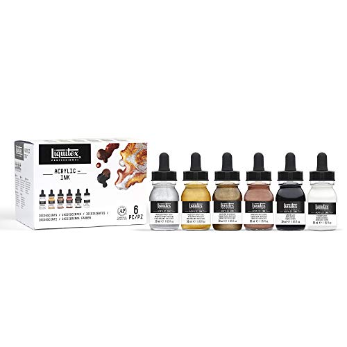 Liquitex Ink Pack de 6 tintas acrílicas extrafinas, Metallic Set, 30 ml