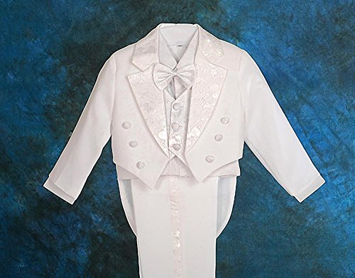 Lito Angels - Traje de esmoquin para niño (5 piezas, formal) Blanco Blanco (con chaleco). 2 años