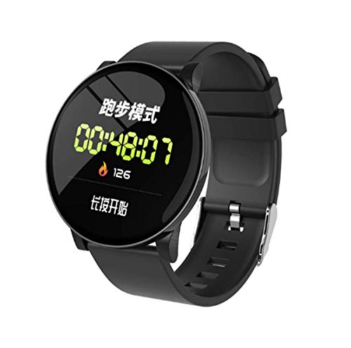 LIYINGKEJI Pulsera Inteligente, rastreador de Actividad Monitor de Ritmo cardíaco a Prueba de Agua IP67 Deporte Mujer Hombre Niño Presión Arterial Cronómetro Contador de frecuencia (Negro (Redondo))