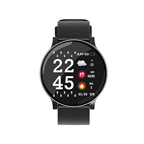 LIYINGKEJI Pulsera Inteligente, rastreador de Actividad Monitor de Ritmo cardíaco a Prueba de Agua IP67 Deporte Mujer Hombre Niño Presión Arterial Cronómetro Contador de frecuencia (Negro (Redondo))