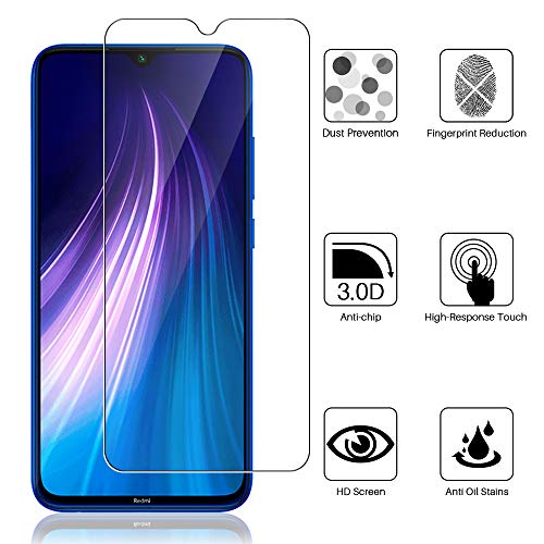 LϟK 3 Pack Protector de Pantalla para Xiaomi Redmi Note 8, Cristal Vidrio Templado Premium Xiaomi Redmi Note 8 [Dureza 9H] [Funda Compatible] [Anti-Arañazos] [Sin Burbujas] [Kit Fácil de Instalar]