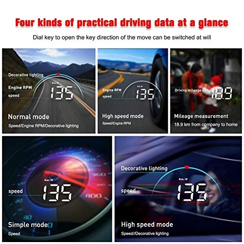 LLTT HUD Head Up Display Car-Styling Hud Pantalla De Exceso De Velocidad Advertencia Parabrisas del Proyector del Sistema De Alarma (Color Name : Black)