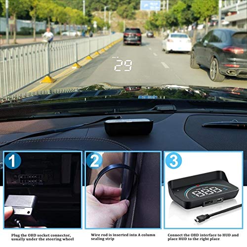 LLTT HUD Head Up Display Car-Styling Hud Pantalla De Exceso De Velocidad Advertencia Parabrisas del Proyector del Sistema De Alarma (Color Name : Black)