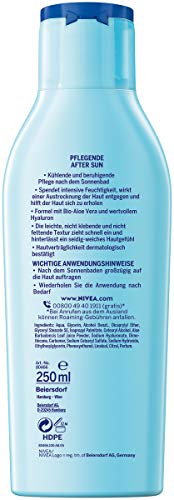 Loción para después del sol Nivea Sun (250 ml), loción con efecto calmante después del baño de sol, After Sun con aloe vera orgánico y ácido hialurónico para 48 horas de humedad.