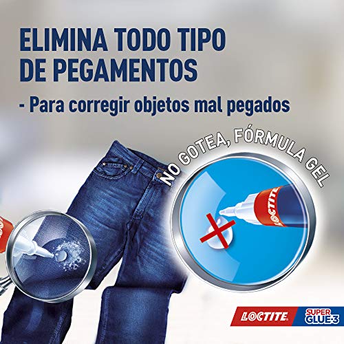 Loctite Limpia Pegamento, quita pegamento para corregir objetos mal pegados o despegar dedos, quita adhesivo para superficies manchadas o tinta, 1x5 g