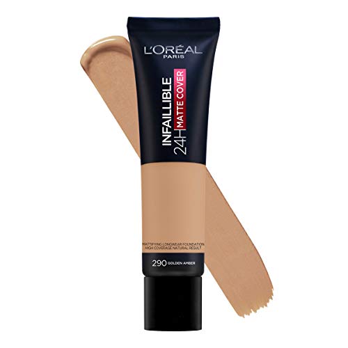 L'Oréal Infalible 24 H Matte Cover Base De Maquillaje Alta Cobertura Mate Piel Clara Subtono Neutro 290 Ambre Doré 40 g