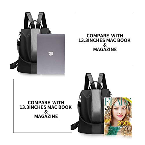 LOSMILE Mujer Bolsos mochila Bolsos de mano Bolsos bandolera Mochila de a diario Bolsa de Viaje Bolsos de peso Ligero Nylon Backpack Daypack para Escuela trabajo fecha (Negro-grande)