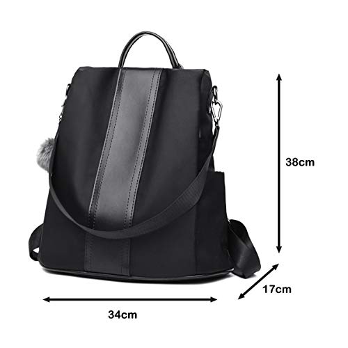 LOSMILE Mujer Bolsos mochila Bolsos de mano Bolsos bandolera Mochila de a diario Bolsa de Viaje Bolsos de peso Ligero Nylon Backpack Daypack para Escuela trabajo fecha (Negro-grande)