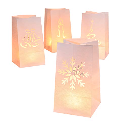 Lote de 8 velas de Navidad de MQ Pack, con ligeras bolsas portavelas de papel lichtertüte para decoración