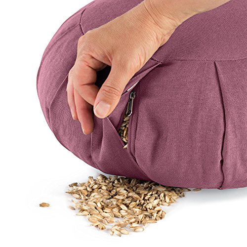 Lotuscrafts Cojin Zafu Meditación Yoga Zen - Altura 15 cm - Relleno de Espelta - Cubierta en Algodon - Cojin Yoga Zafu - Cojin Suelo Redondo - Meditation Cushion - Certificado Gots